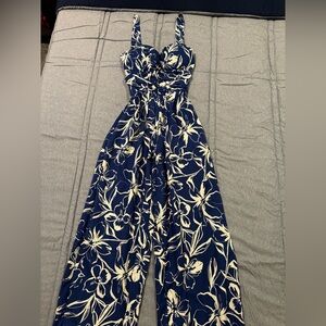 Navy Floral Jumpsuit